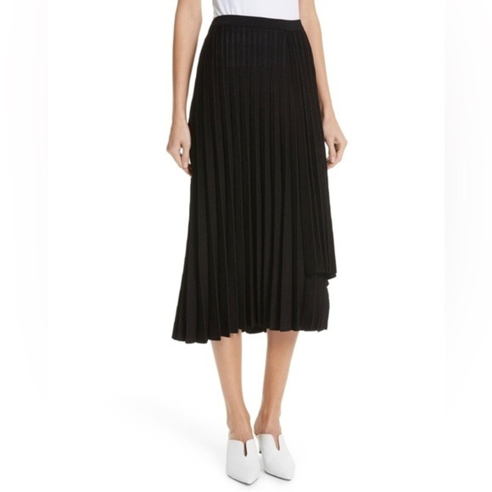 Lewit Metallic Sparkle Pleated Maxi Midi Knit Black Skirt size XS